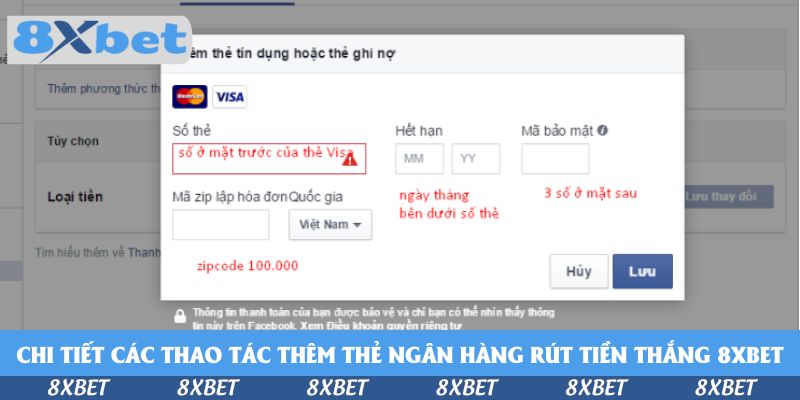 Chi tiết các thao tác thêm thẻ ngân hàng rút tiền thắng 8xbet